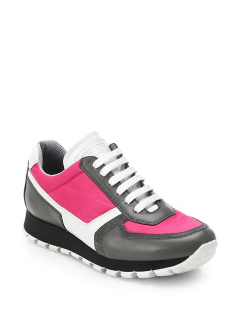 prada sneakers men black and white|prada pink platform sneakers.